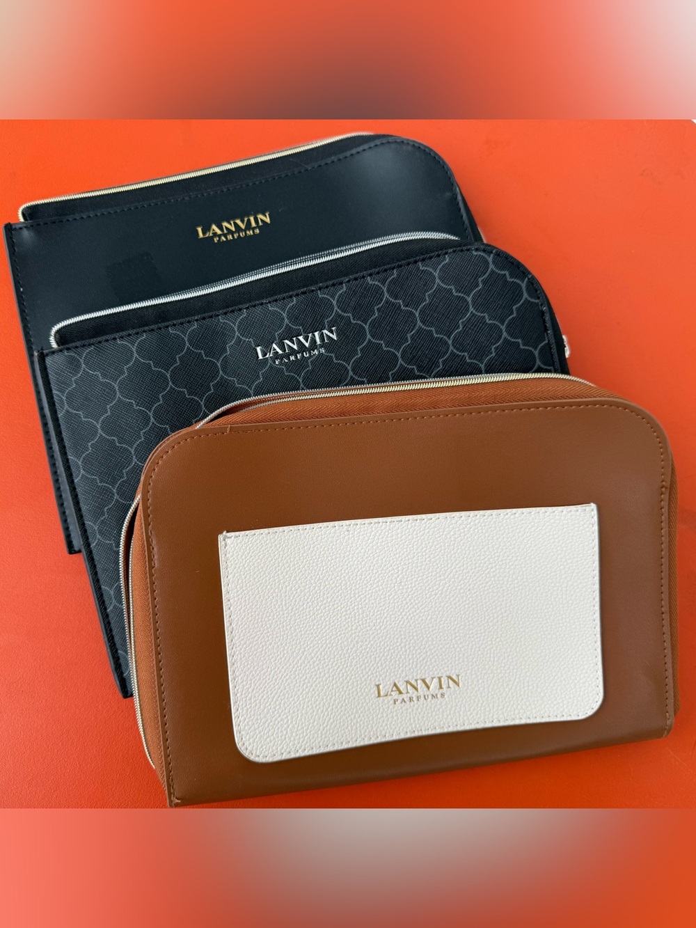 Lanvin Leather Travel Pouch Lot - turkish airlines